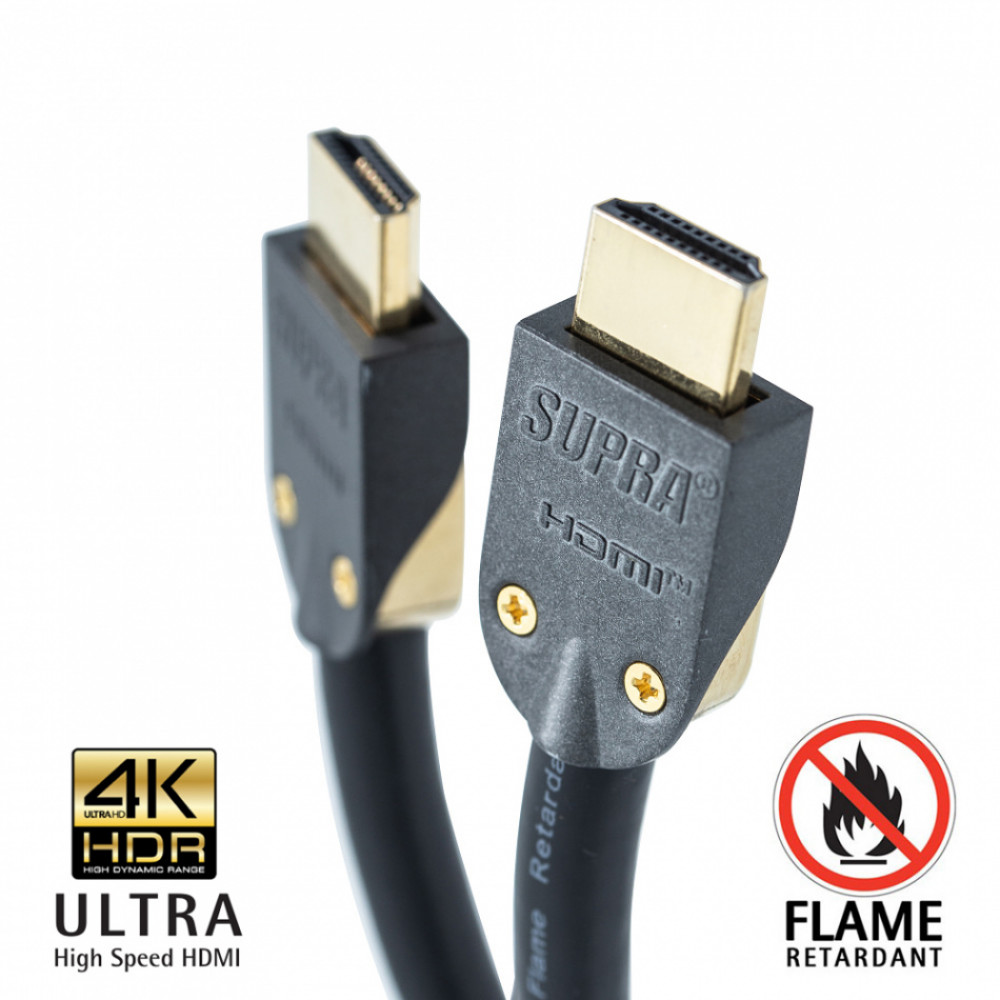 Supra HDMI 2.0 UHD4K FRHF Sort (6-15M) - HDMI kabler